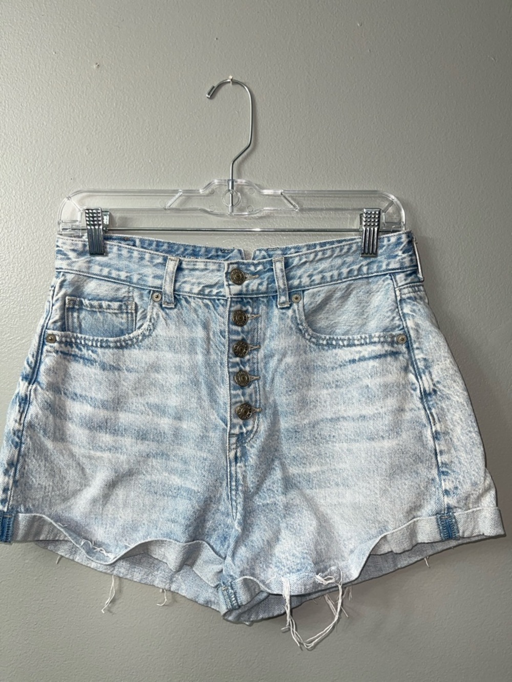 American Eagle Outfitters Light Wash High Waist Denim Shorts